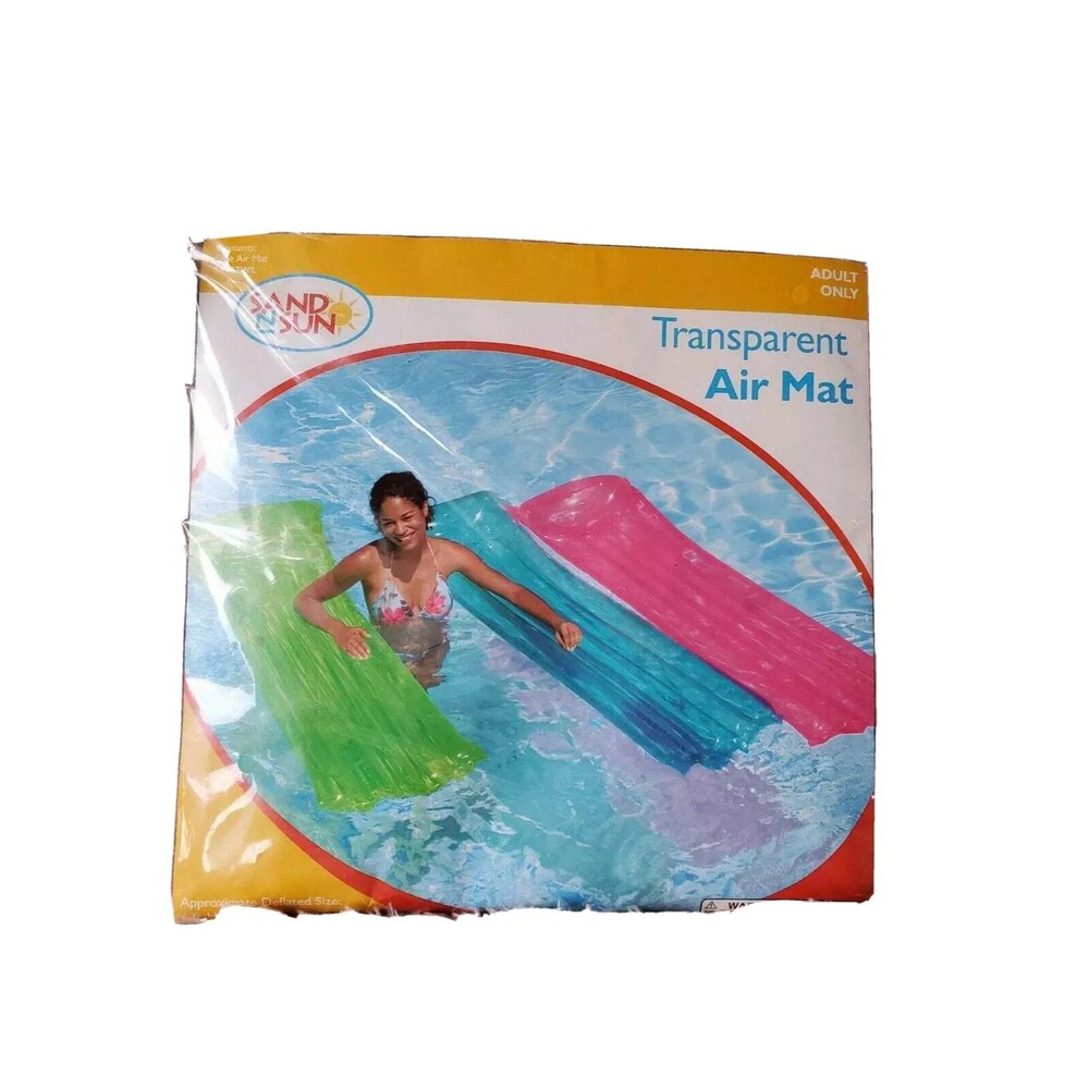Sand & Sun Transparent Blue Air Mat for Pool Outdoor Adult Water Toy Summer NEW